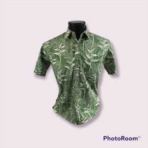 Cooke Street brand Hawaiian shirt. Size Small. Green with leaf design.
